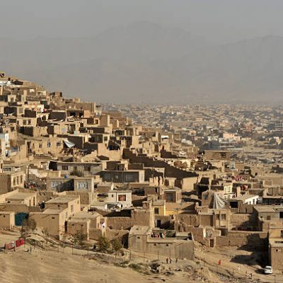 "Kabul in its smog, view from Nadir Shah Mausoleum"