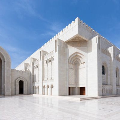 Prayer Hall of Grand Mosque Sultan Qaboos. Muscat, Sultanate Oman.
