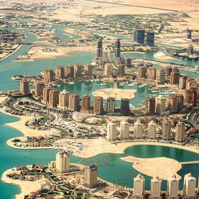 The Pearl of Doha in Qatar aerial view