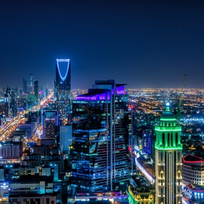 Kingdom of Saudi Arabia Landscape at night - Riyadh Tower Kingdom Center - Kingdom Tower - Riyadh skyline - Riyadh at night
